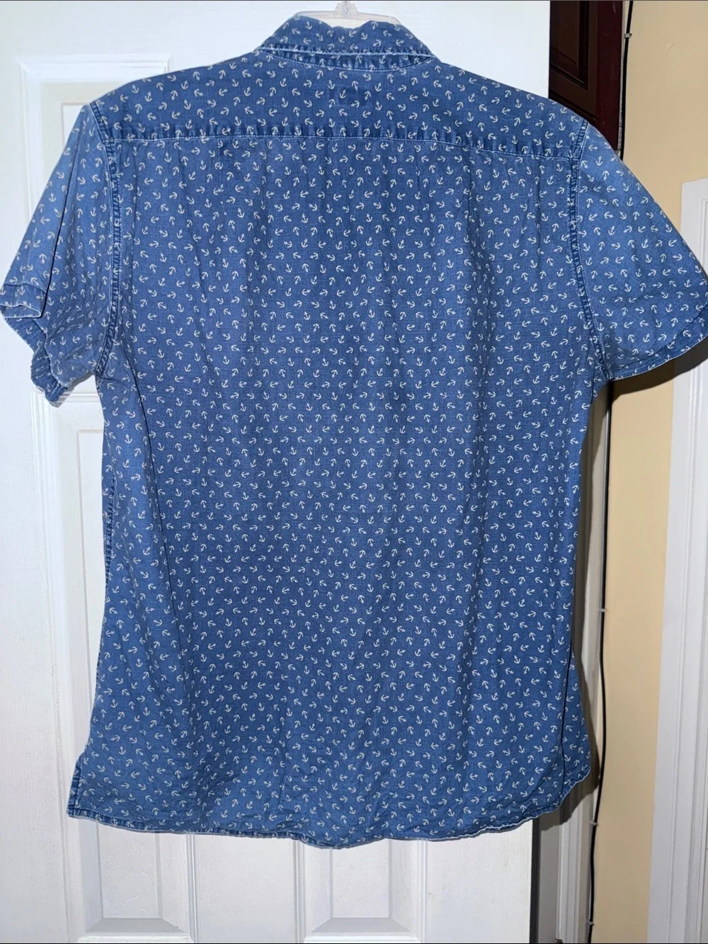 J. Crew Short-Sleeve Distressed Indigo Anchor Print Polo